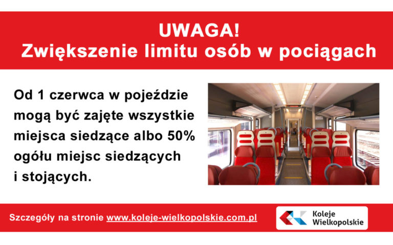 zwiększenie limitu osób w pociągach