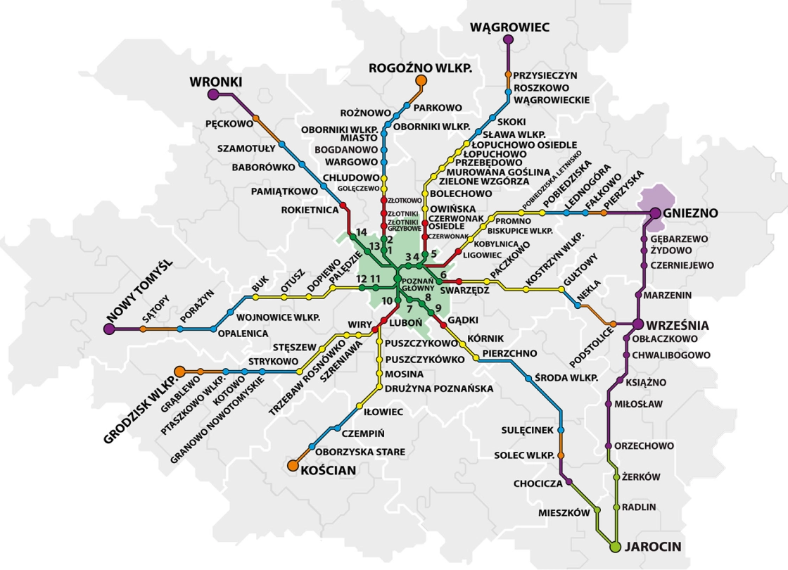 Mapa połączeń BTK Bus Tramwaj Kolej