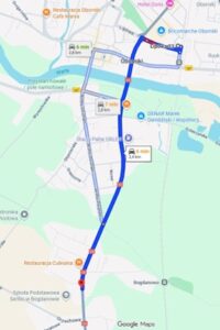 Trasa przejazdu ZKA Oborniki Wlkp. Miasto - Bogdanowo