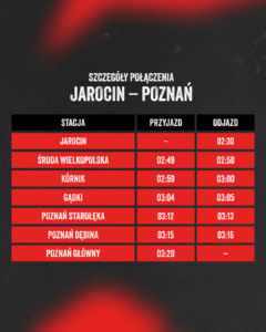 Rozkład specjalnego pociągu z Jarocina do Poznania po Jarocin Festiwal 2026